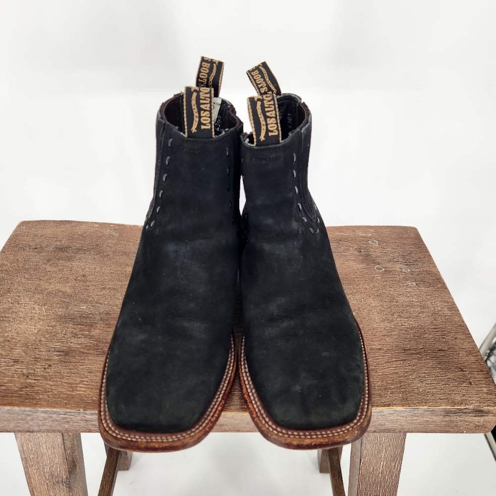 Los Altos western ankle boots Women's Wide Square Toe Suede Ankle Boots in Black